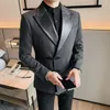 Erkekler Suits Yüksek Kaliteli Kore İnce Fit Blazers Ceketler Erkek Giyim Basit İki Düğme İş Talka Kabuklu Resmi Giyim Rahat Takımlar 4xl