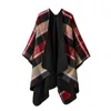 スカーフ秋の冬の模倣格子縞のマントトップの上に温かいショールとヴィンテージウールローズレディースラップ