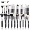 Strumenti per il trucco BEILI Set di pennelli neri Professionale in pelo di capra naturale Fondotinta in polvere Contorno Ombretto make up l230419