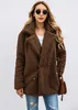 Giacca invernale donna Manica lunga Risvolto Bottone Pelliccia sintetica Moda Cappotto oversize in pelliccia soffice 3WKH7