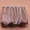 Chains Real 18K White Gold Chain Men Women 4mm Cable Link Necklace 13-14g 27.5inch Stamp: Au750