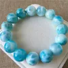 Strand Genuine Natural Blue Larimar Gems Big Round Beads Healing Stone Women Man Bracelet 14mm