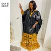 Roupas étnicas Vestido rico em Bazin Africano de Inverno com Gold Brode Lady Wedding Party Vestido Plus Tamanho Nigeriano Dashiki Robe Longo Mangas Longo Vestido 230419