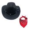 Pies Apparel Pet Cowboy Hat Scarf Zestaw Stylowy zachodni kostium dla małych średnich psów Śmieszny strój Halloween komfort