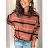 Женские свитера, одежда, трикотаж в металлическую полоску, пуловер, свободный свитер для поездок на работу для женщин Maglioni Donna Wm