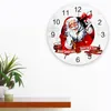 Relógios de parede Papai Noel Relógio de Wood Grain Design moderno Decoração da sala de estar Cozinha relógio Mudo decoração de interiores