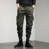 Herenbroeken Khaki Cargo Heren Dstring Enkellange 9-delige broeken Streetwear Mode Katoen Casual Werk Militair