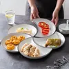 Plates White Ceramic Tableware Moon Shape Plate Set Durable Home Fruit Sara Candy Dish Kitchen Combination Platter Safe Microwave