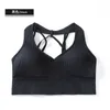 Tenue de yoga côtelée sans couture soutien-gorge spandex haut femme fitness élastique respirant amélioration de la poitrine loisirs sous-vêtements de sport