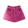 Shorts pour femmes Summer Rose Pink Denim Shorts Femmes New Candy Color Wide-leg Curled Thin Jeans Hot Pants Fashion Ladies Sexy Yellow Bottoms 230420