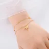 Link pulseiras libélula pulseira de aço inoxidável grânulo corrente símbolo sorte inseto charme simples feminino jóias presente para namorada esposa