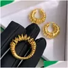 Stud Stud Bottega Europäischen und Amerikanischen Frühling Gold Ohrringe Nische Design High-End Licht Luxus Mode Flut Marke Retro wilden Schmuck Otmnq