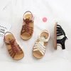 Sandals Unisex Vintage Kids Shoes for Girl Sandals Roman Style Kids Sandals Boys Black White Brown Summer Beach Shoe Student E03054 230420