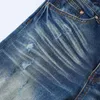 Men's Jeans Street Fashion Designer Men Dark Blue Stretch Buttons Trousers Patched Skinny Ripped Hip Hop Brand Pants Hombre