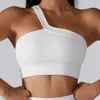 Yoga Roupete Ribab Fabric Top Bra Women Sports Gym Fitness Fisisless One Ombro Bralette