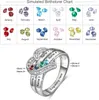 Wedding Rings Personalized 1-8 Birthstone Rings Silver Heart Custom Engraved Name Family for Mother Days Aniversary Jewelry 231118