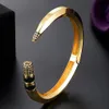 Bangle Zlxgirl Fashion woman Gold color wedding bangle bracelet jewelry Colorful AAA cubic zircon punk bracelet couple bijoux gifts 231120