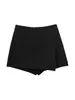 Shorts femininos traf mulheres moda pareo estilo assimétrico saias vintage cintura alta lado zíper feminino skort mujer 230419