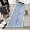 23ss Pantalones para mujer jeans de diseñador para mujer Jeans de mezclilla Ajuste de color a juego Pantalones de pierna recta Pantalones de mezclilla de cintura alta y pierna ancha Ropa de mujer de alta calidad