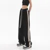 Kadın pantolon s mexzt çizgili joggers eşofmanları bf hip hop kadın yüksek bel geniş bacak sporu sokak giysisi çizme büllü düz pantolon 230419