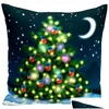 Funda de almohada Iluminación LED Funda de almohada Cojín de Navidad Er Sofá para el hogar Funda de almohada Decoración de la sala Entrega de entrega Hogar Jardín Hogar T Dhh9Q