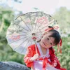 Umbrellas Kids Craft Long-handle Umbrella Children Oil Paper Wood Chinese Style Classical Girl Dance Costume Props Show Handmade