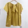 Męskie stroje kąpielowe Śliczne Oraz dekoltu z krótkim rękawem Topy Summer biała żółta niebieska bluzka Kobiet Koreańska elegancka peplum Kawaii Holiday Shirt 230420