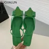 Frauen Sandalen Slingback Spring Suojialun Fashion Bogenknoten Schnalle Damen Pumpen Schuhe dünne niedrige Absatzzeife Slip auf mu