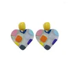 Dangle Earrings Retro Transparent Laser Heart Eound Acrylic Printed Geometric Earringsemperament Fashion Accessories Female