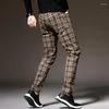 Men's Pants Plaid Classic Men's Khaki Casual 2023 Business Fashion Slim Fit Cotton Stretch Trousers Male Brand Clothing