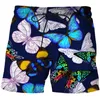 Shorts masculinos 2023 Est 3D Cartoon Borboleta Impressão Homens Praia Quick Dry Bermuda Surf Natação Troncos Engraçados Verão