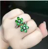 Cluster-Ringe Natürlicher Diopsid-Ring Grün 925 Sterling Silber Feiner Schmuck für Männer oder Frauen 4 6 mm 5 Stk
