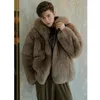 Men's Fur Faux coat fur short jacket autumnwinter warm wool men's leather hooded casual 231120