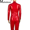 Catsuit en Faux cuir pour femmes, Sexy, en Latex PVC, Lingerie, body, fermeture éclair, entrejambe ouvert, combinaisons de Club, Costumes érotiques