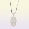 Boy Men Fatima Hamsa Hand Pendant Collier Iced Out 5A Bling Cumbic Zircon Chain Hip Hop Gift Turkish Luck 9724096