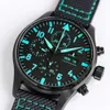 Męskie zegarek IWC Designer Pilot Chronograph Menwatch z pudełkiem WSOT Mechanical Auto RelOJ Wszystkie szpilki robocze skórzane pasek Montre Luxe