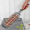 BBQ Tools Accessories Corn Barbecue Rack Sausage Net Clip Steel Iron Basket Detachable Folding Portable Grilling Mesh Tool LT647