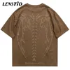 Men's T-Shirts Summer Men Suede Short Sleeve Tshirts Hip Hop Devil Wing Graphic Print T Shirts 2023 Streetwear Harajuku Casual Cotton Tops Tees