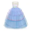 Sukienki dziewczynki sukienka jednorożca dla dziewcząt ubrania urodzinowe haft haftowa kwiatowa kula dla dzieci Rainbow Formal Princess Children Costume 231118