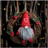Świąteczne dekoracje imprezowe przyjęcia ozdób świątecznych sztuczny rattan wiszący girlands wieniec wisiorki pluszowe gnome sezonowe DHG4T