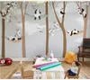 Tapeten Bacal Große süße Panda-Bäume 3D-Cartoon-Tapeten-Wandbilder für Baby-Kind-Raum-Wand-Po-Wandpapier 8D-Aufkleber