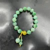 Bangle 10mm Green Dragon Agate Ball Armband Chalcedony