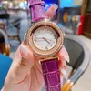 Diamond Women Watches Lüks Marka Tasarımcı Moda Lady Watch 35mm Deri Kayış Bilekleri Kadınlar Noel Sevgililer Günü Hediye Relojes Mujer
