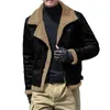 Männer Jacken Männer Herbst Winter Mantel Umlegekragen Dicke Warme Plüsch Reißverschluss Mittellange Individuelle Jacke