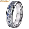 Wedding Rings iTungsten 6mm 8mm Blue Carbon Fiber Steampunk Gear Inlay Tungsten Ring for Men Women Wedding Band Fashion Jewelry Comfort Fit Q231120