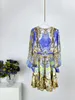 Australian designer silk blue floral print long sleeved deep V mini dress