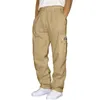 Men's Pants Autumn Men Cargo Multi-Pockets Cotton Loose Drawstring Casual Pant Straight Large Male Trousers Size Pantalones