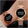 Wristwatches Luxury Led Women Magnetic Bracelet Watches Rose Gold Digital Dress Watch Quartz Wristwatch Ladies Clock Relo Fe Dhgarden Otjh7