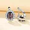 Boucles d'oreilles créoles luxe cristal violet ovale pierre multicolore Zircon petit classique couleur argent mariage pour femmes