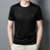 Camisetas masculinas masculinas aconchegam camisetas diárias de colarinho preto verde Manga curta de manga curta Tops masculino Male primavera Roupas básicas 2023